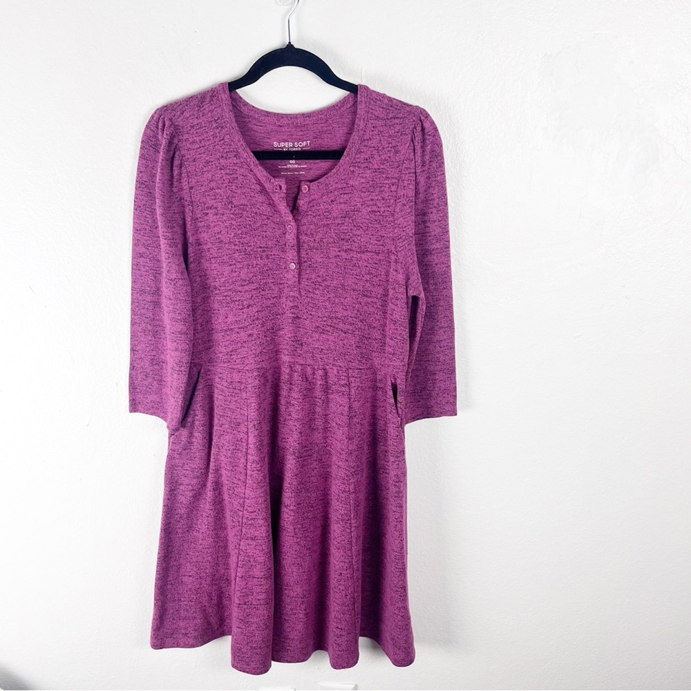 TORRID Super Soft Plush Long Plush Puff Sleeve Side Pockets Skater Dress Size 00